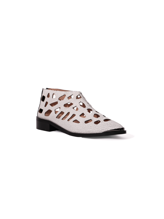 Greek Shoes White Crakle