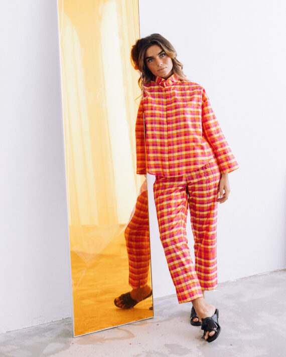 Red Chess Soft Collar Shirt